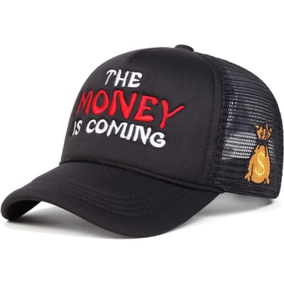 Unisex The Money Letter Borduurwerk Baseball Net Petten Hip Hop Pet Lente Zomer Buiten Verstelbaar Casual Petten Zonbescherming Pet black