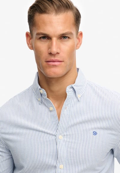 Superdry - Preppy Oxford Overhemd met Lange Mouwen - Heren - Lange mouwen shirts