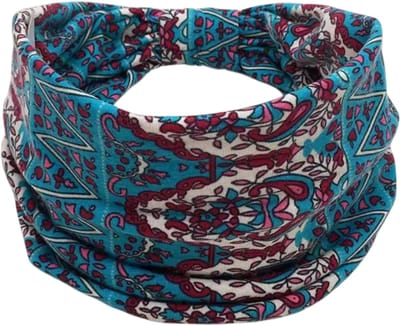 Brede Elastische Haarband Dames – Zachte Sport Haarband voor Yoga, Fitness en Workout - blauw strepen