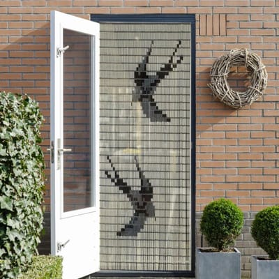 Vliegengordijnexpert Vliegengordijn zwaluw Hulzen - 90x210 cm - Crème zwart zilver