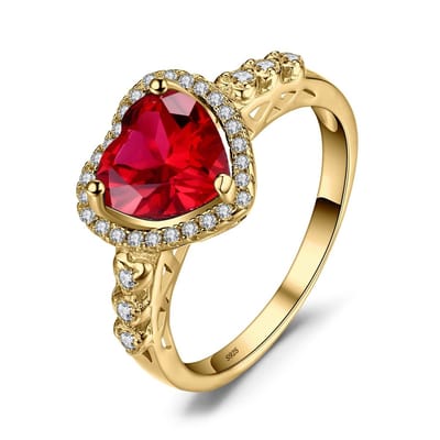 Allecto - Verlovingsring - Trouwringen - Hart - Zilver 925 - Synthetische Ruby - Dames Sieraden - Elegante Ring - Geschikt voor Verloving