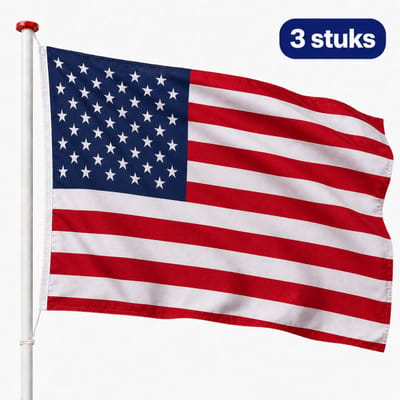 Partychimp Amerikaanse Vlaggen – Vlag Amerika – Voordeelverpakking 3 Stuks – 90 x 150 cm – Polyester