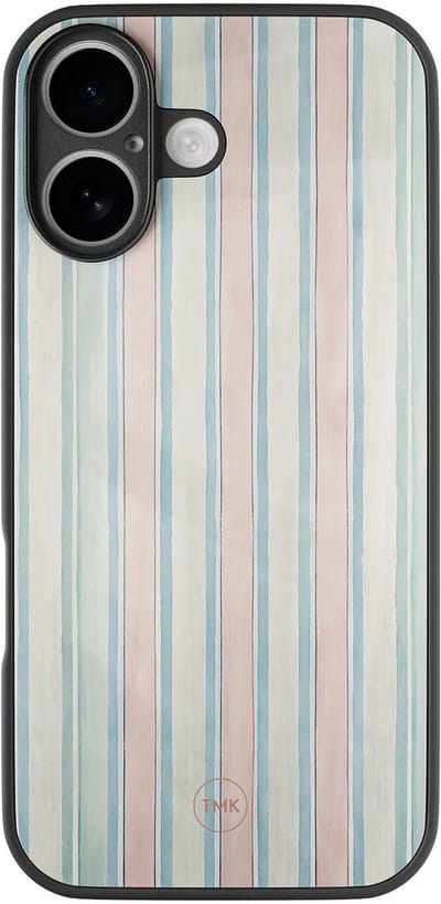 Hoesje geschikt voor Apple iPhone 16 - Pastel strepen - Multi - TPU luxe case (glossy toplaag) - Gestreept - Hardcase backcover zwart