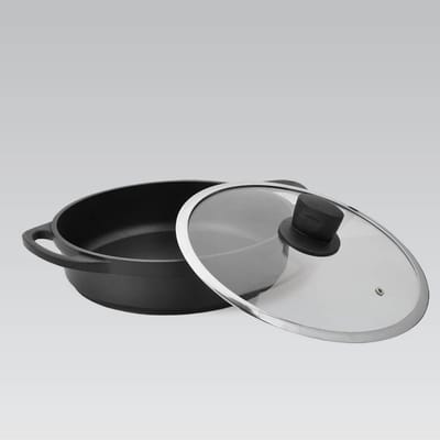 Maestro Hapjespan met Deksel - Ø 28 cm - 3.8L - Hoogwaardig Gegoten Aluminium - Anti-aanbaklaag - Alle Warmtebronnen incl. Inductie