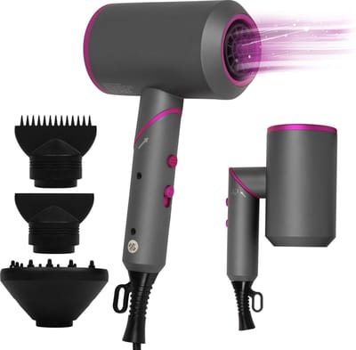 Fohn Met Diffuser Incl. Koude Stand & 3 Opzetstukken - Haarfohn met 3 Warmte en 2 Blaas Standen - Ionische Haardroger - Inklapbaar Reishaardroger