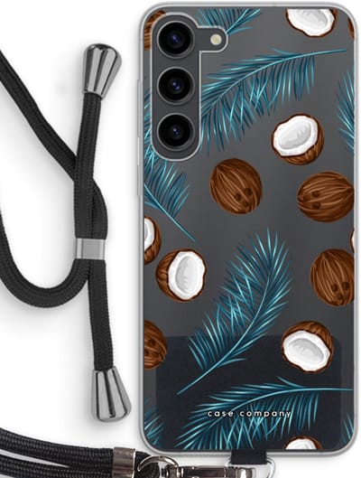 Case Company® - Hoesje met koord geschikt voor Samsung Galaxy S23 Plus hoesje met Koord - Kokosnoot - Telefoonhoesje met Zwart Koord - Bescherming aan alle Kanten en Over de Schermrand