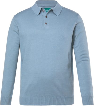 Boston Park - Heren - Gebreid poloshirt lange mouwen - Duifblauw - Maat 68+
