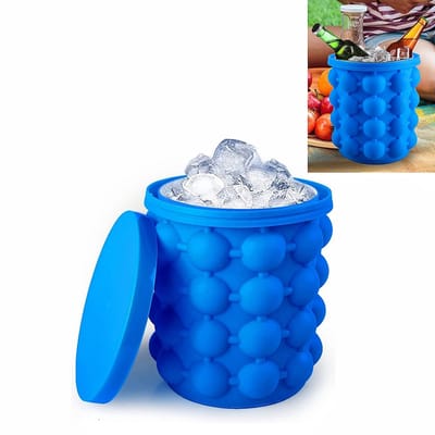2 stuks ijsblokjesvorm - Siliconen ontwerp - Ronde ijsblokjesmachine - Draagbare ijsemmer - 12,8 * 10 * 14 cm - Voor het invriezen van whisky, cocktails en andere dranken - Donkerblauw