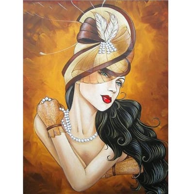 Handwerken 5D DIY Diamond schilderij schoonheid vrouw diamant borduurwerk kruissteek rode lip strass 20X30CM orange