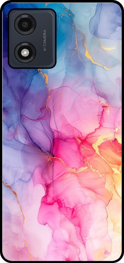 Smartphonica Telefoonhoesje Geschikt voor Motorola Moto E13 met marmer opdruk - TPU backcover case marble design - Regenboog geschikt voor Motorola Moto E13