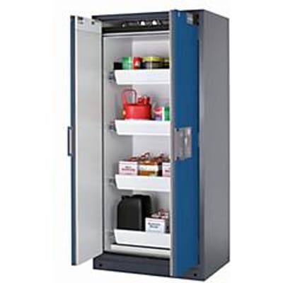 Veiligheidskast type 90 asecos Q-CLASSIC-90, scharnierende deuren, gentiaanblauw front, B 893 x D 615 x H 1953 mm
