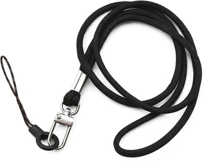 Travel Cords - Zwart Nylon Keycord met Metalen Haak en Telefoonkoord – 46 cm – Sleutelkoord / Lanyard voor Sleutels, Pasjes en Telefoon