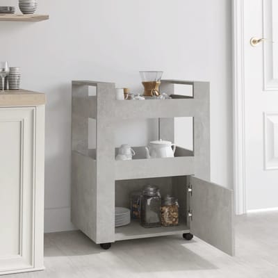 vidaXL - Keukentrolley - 60x45x80 - cm - bewerkt - hout - betongrijs