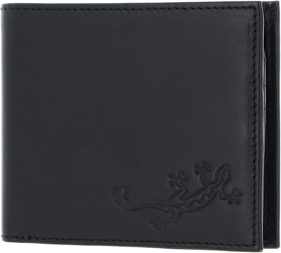 oxmox Leren portemonnee Leather Querscheinbörse Lizard Embossed Black zwart