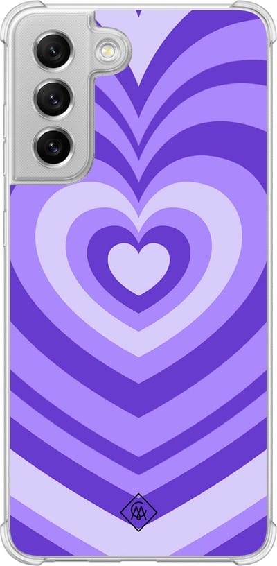 Casimoda® hoesje - Geschikt voor Samsung Galaxy S21 FE - Hart Swirl Paars - Shockproof case - Extra sterk - Siliconen/TPU - Paars, Transparant