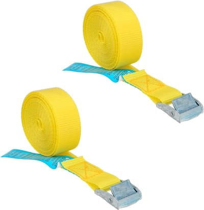Sjorband met ratel - Bevestigingsriem lussen - Vastzetten lading - Automatische metalen ratel - 45 x 25 mm - Geel