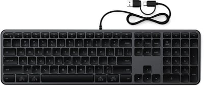 Satechi Slim LX3 Bekabeld Toetsenbord – Volledig Bedraad met Numeriek Toetsenblok – Compatibel met macOS, Windows, ChromeOS, iPadOS – Duurzaam, Bureauvriendelijk Ontwerp - Zwart