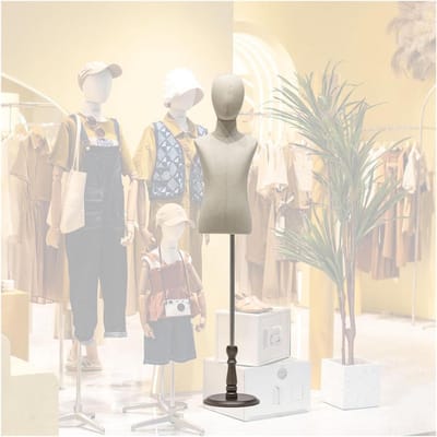 Kinder Paspop Torso - Kinder Etalagepop Naaien - Kleding Presenteren - Verstelbare Hoogte - 93-140 cm - Beige