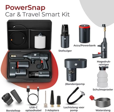 Caliber Car & Travel Kit - Draadloze Hogedrukreiniger - 15.000 mAh Accu - 19000PA Kruimeldief - Bandenpomp - Werkt met PowerSnap Accu Platform (CPS-SET-01-PRO)