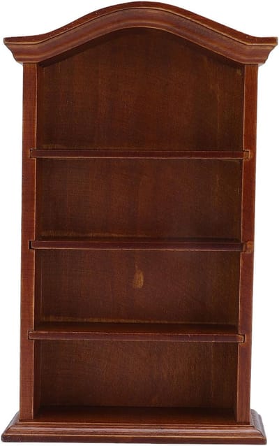 Poppenhuis Boekenkast - Miniatuur Kast - Poppenhuis Decoratie - Handgemaakt Berkenhout - 1:12 Schaal - Houtkleurig