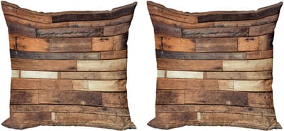ABAKUHAUS Houten Kussenhoezen Set (2 stuks), Bruin Rustiek Vloerzicht, 50 cm, Bruin