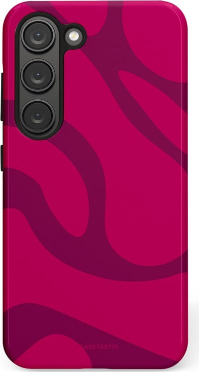 Casetastic hoesje geschikt voor Samsung Galaxy S23 - Dubbellaagse bescherming - Violet Paarse Golven - Fashion Case - Roze