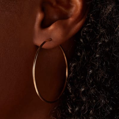 Lucardi Dames Oorbellen 45mm - Oorbellen - Cadeau - 14 Karaat Goud - Geelgoud