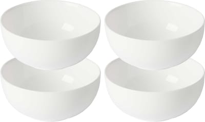 Vivalto Kommetjes/serveer schaaltjes/soepkommen - 4x - Opal - keramiek - D13 x H6 cm - ivoor wit - Stapelbaar