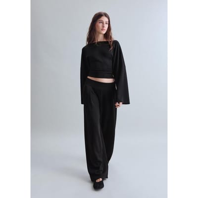 Stradivarius Asymmetrische sweater met plooien en zachte touch  Zwart XS