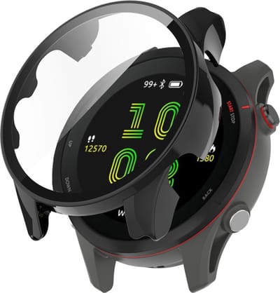 Watch case screenprotector - hoesje - gehard glas - geschikt voor Garmin Forerunner 255 S - zwart