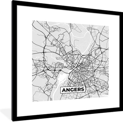 Fotolijst incl. Poster - Frankrijk - Plattegrond - Kaart - Angers - Stadskaart - 40x40 cm - Posterlijst