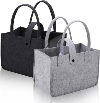 Set van 2 boodschappentassen van vilt - inklapbare shopper - opvouwbare hengseltas - boodschappenmand - tas om te winkelen - voor opslag - duurzaam en milieuvriendelijk - handige opvouwbare tassen