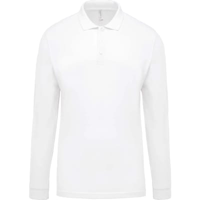 Kariban Piqué-herenpolo lange mouwen K256 - White - M
