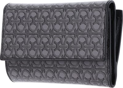 COCCINELLE Portemonnee Metallic Coated Monogram Wallet Multi Noir / Noir Grijs