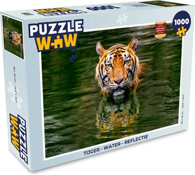 Puzzel Tijger - Water - Reflectie - Legpuzzel - Puzzel 1000 stukjes volwassenen
