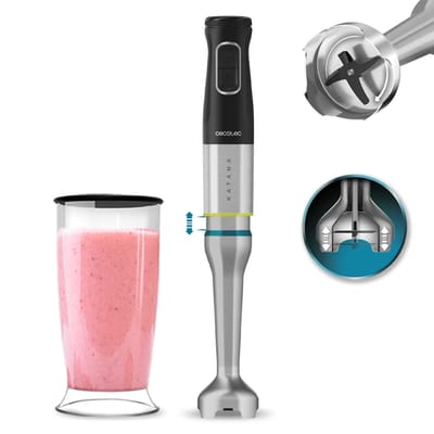 Cecotec Katana TotalDestroy 1200XL BL Stabmixer, 1200 W, 21 Geschwindigkeiten und Turbo, 4 Klingen mit schwarzem Titan, Spritzschutzhaube, extra langer Fuß, 800 ml.