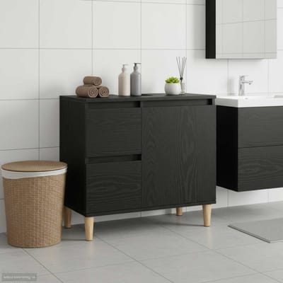 vidaXL - Badkamerkast - Zwart - Eiken - 65 - x - 33 - x - 60 - cm - Bewerkt - hout