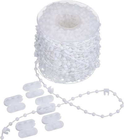 20 Meter Verticale Jaloezieën Onderketting met 200 Clips en 5 Koordverbinders voor 89mm Lamellen (Wit)