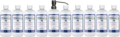 Handzeep Crème Eucalyptus 1 liter - set van 10 stuks - met gratis RVS zilverkleurige pomp - Voordeelverpakking