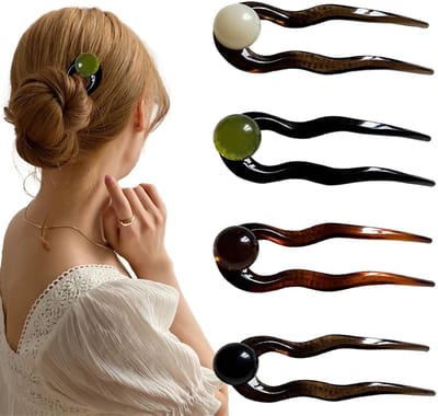 Dailygoods - 4 stuks U-vormige haarspelden, eenvoudige Franse haarspelden, Franse haarspelden, elegante Franse pin U-vorm voor kapsels, updos, haarknot, twist, haaraccessoires, cadeau voor dames