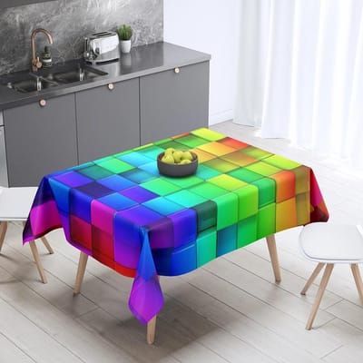 Regenboog Print Patroon Tafelkleed Huisdecoratie Tafel Rechthoekig Feest Vlekbestendig Stofhoes 100x140cm