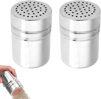 Set van 2 RVS Kruidenshakers met Grote Gaten voor Keuken, Specerij Dispenser en Suiker Shaker
