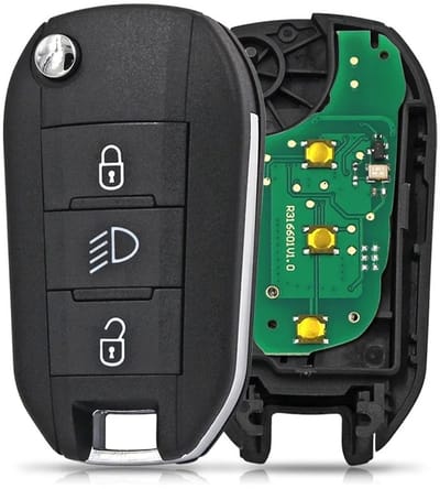 XEOD 3 knops klapsleutel geschikt voor Citroen C3 - C4 - C5 - C6 - Peugeot 308 - 508 - 3008 - Expert - ID4A - 433MHZ - FSK - HU83 - Complete sleutel - Verlichting - Met electronica - 1 stuks