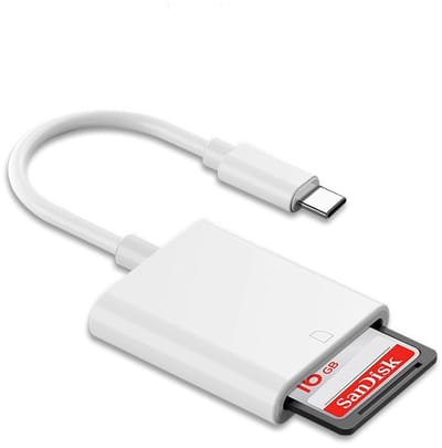 Jumalu USB-C SD kaartlezer – Plug & Play kaartlezer voor SD/TF kaarten met USB-C aansluiting – Compatibel met Windows, MacOS, Android, iOS/iPadOS & Linux – Wit