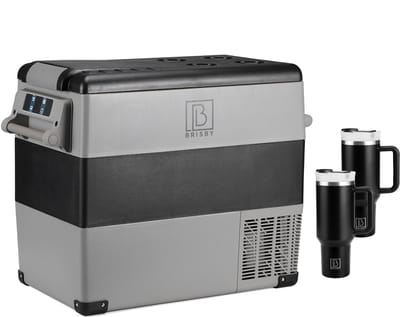 Brisby 49,5 L Compressor Koelbox – Elektrische Koelbox & Vriezer 12 V/230 V – Inclusief Uitneembaar Mandje & 2× 1,2 L Thermosflessen – Draagbaar voor Camping, Auto & Thuis