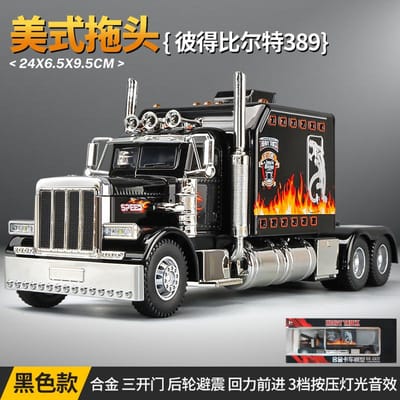 1:24 Peterbilt 389 Livrée Flamme Camion Semi-remorque Lourd Américain Tracteur Modèle Réduit en Alliage Métallique Moulé sous Pression Voiture de Collection Maison Tendance Affichage de Bureau Cadeau