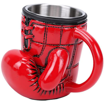 Tasse Gant de Boxe Résine Acier Inoxydable Nouveauté Tasse à Café Boxe Tasse à Thé Drôle pour Hommes Petit Ami Cadeaux d'Anniversaire rouge
