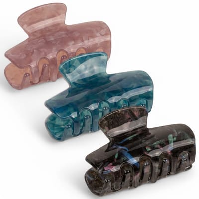 Dailygoods- Haarklemmen set van 3 - Acryl haarspelden - Robuuste clip - 6 cm breed - 4 cm hoog - Stijlvol marmerdesign