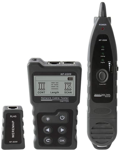 Netwerk Kabel Tester - Draad Tracker - Netwerk Installatie - Digitale Analoge PoE - Lengte Meting - Grijs