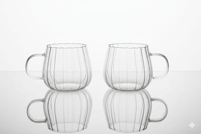 Bavary Timeless Glazen Mok – 350 ml – Set van 2 – Hittebestendig – Koffie & Thee – Luxe Ribbel Design